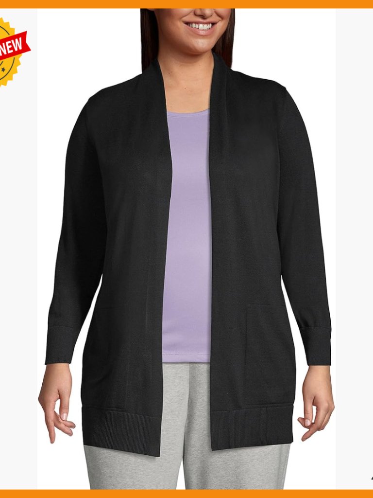 Long Sleeve Open Cardigan Sweater, 100% Cotton, Tunic Length, Oversized Fit